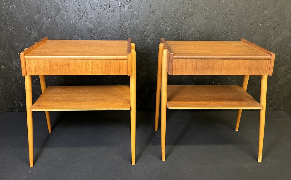 Paret sängbord i teak, 1950 tal