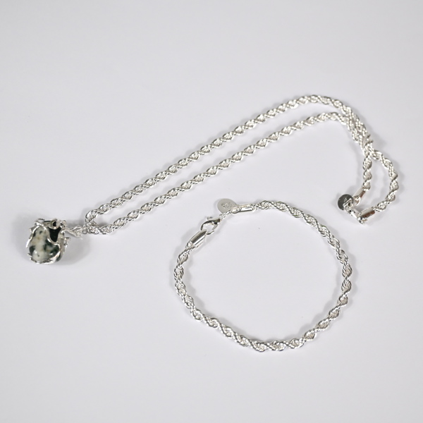 Armband och halsband, med sten, sterlingsilver.