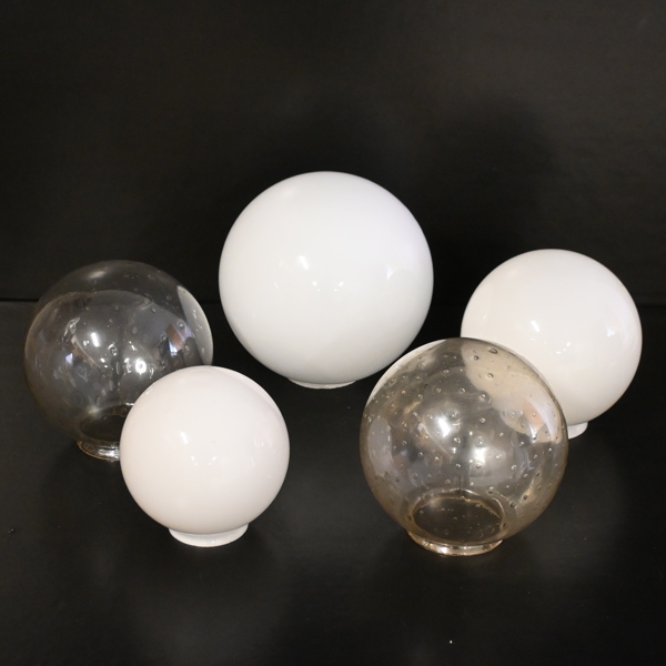 Kupor till klotlampor, 5st, 1900-tal.