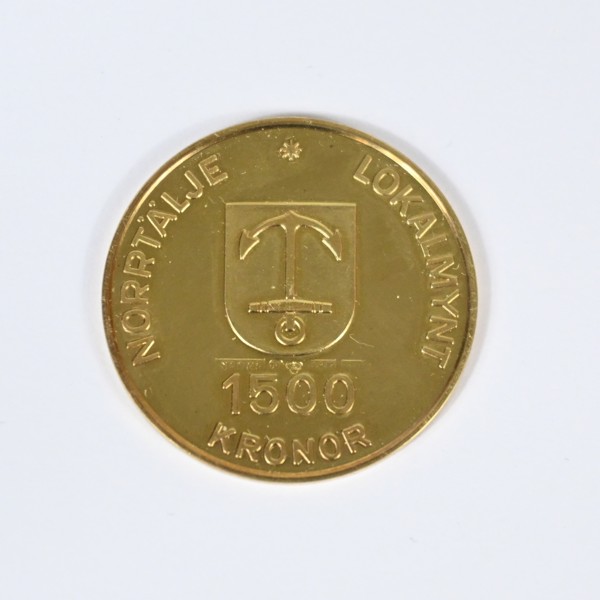 Lokalmynt, 18k guld, 1500kr, Norrtälje, 1981.