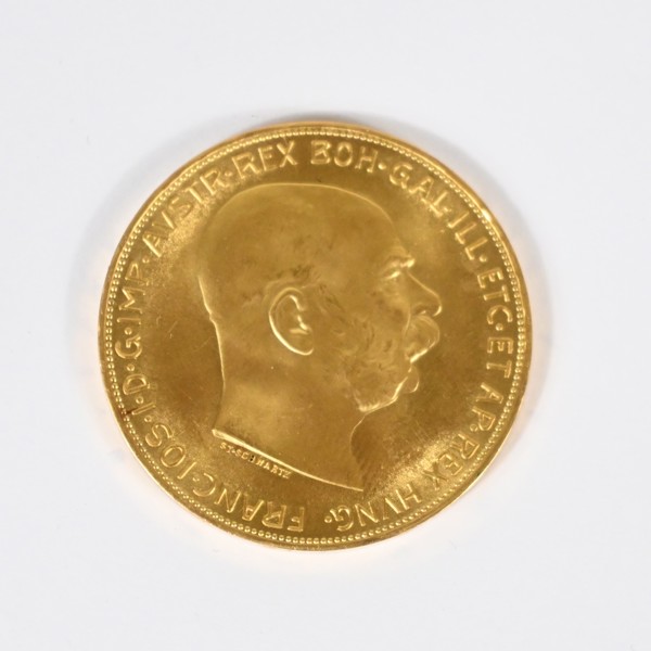 Mynt, 21,6k guld, 100 Corona, Österrike, 1915.