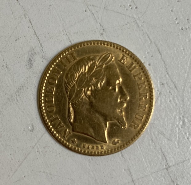 Guldmynt, 10 Francs, Napoleon III, 1863 Frankrike