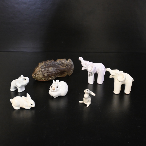 Figuriner i keramik, 7st, 1900-tal. Bla Ryssland.