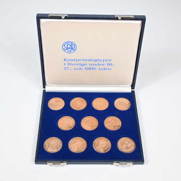 Kastpenningtyper, 11st, Sverige.