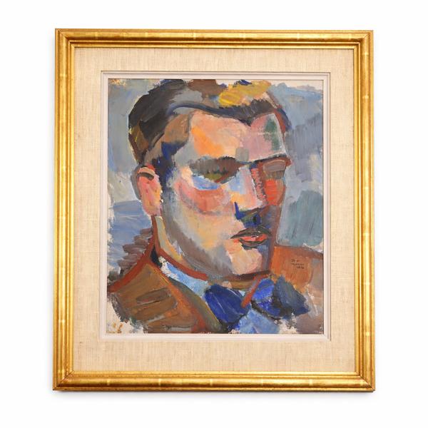 Bror Ingemar, porträtt, olja på pannå, signerad.