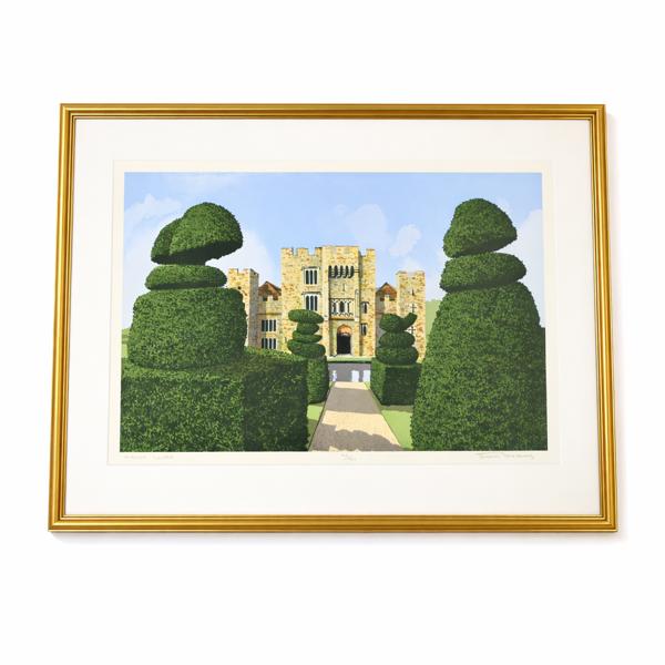 James Thackery, Hever Castle, färglitografi, signerad.