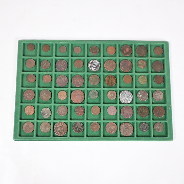 Mynt i koppar, 54st, Sverige, 16/1900-tal.