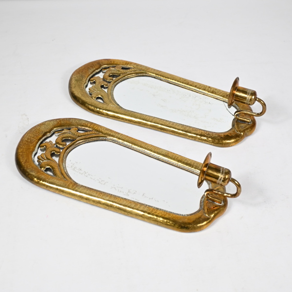 Spegellampetter, ett par, mässing, 1900-talets första hälft.