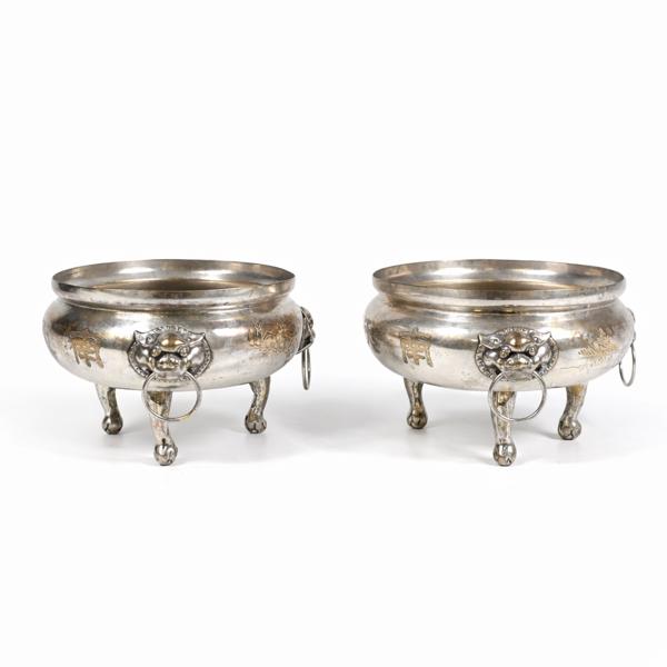 Matkärl, ett par, försilvrade, Kina, 1900-talets början.