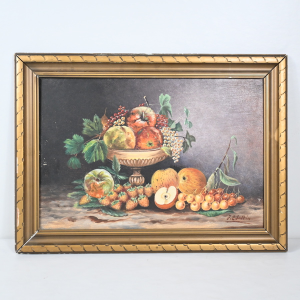 Oidentifierad konstnär, fruktstilleben, olja på duk, signerad.