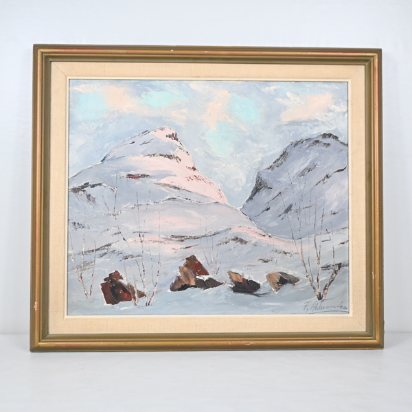 Fritz Ahlnander, "Sol över Vassljocko" olja på duk, signerad.