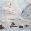 Fritz Ahlnander, "Sol över Vassljocko" olja på duk, signerad.
