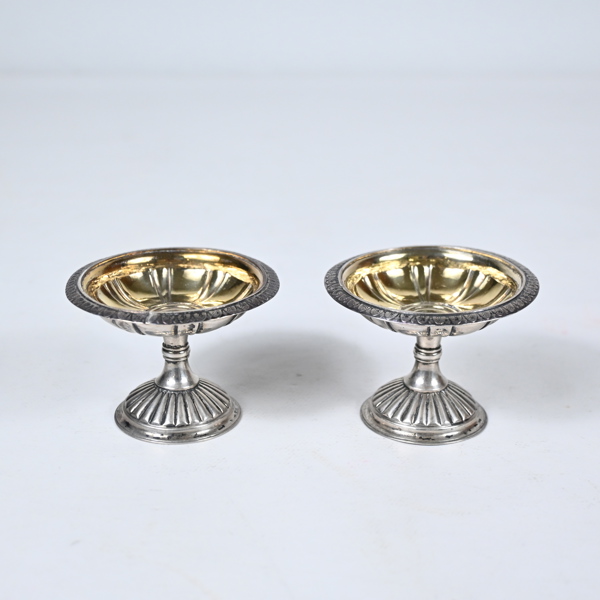 Saltkar i silver, ett par, senempire, Johan Mauritz Corth (1837-1861).