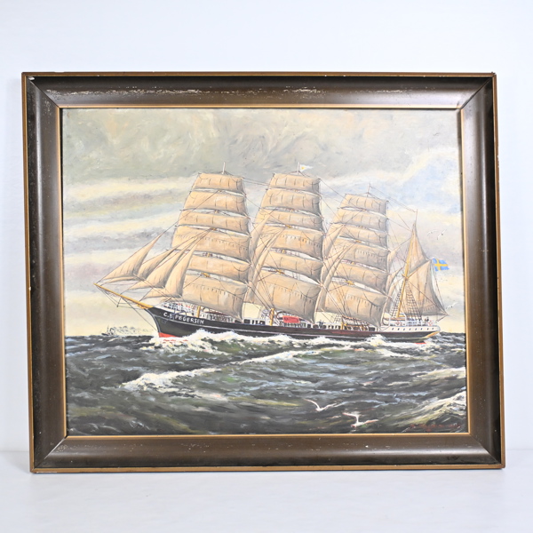 Oidentifierad konstnär, marintmotiv, olja på duk, signerad.