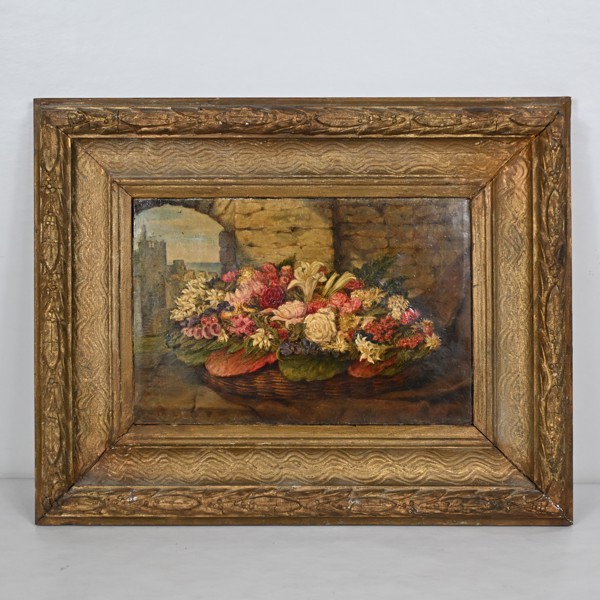 Gustaf Wilhelm Palm (1810-1890). Blomsterstilleben, olja på duk, 1800-talets mitt.