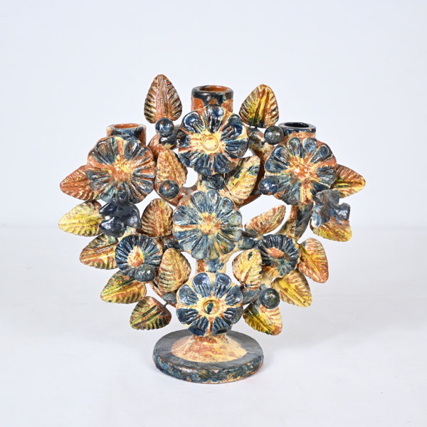 Ljusstake, "livets träd", Mexiko, 1960 tal, keramik.