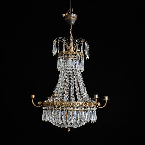 Ljuskrona, mässing, gustaviansk stil, 1900 tal.