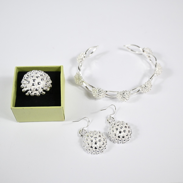 Armband, ring och örhängen, silver, 925.