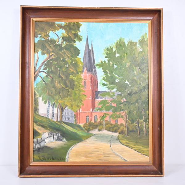 Oidentifierad konstnär, olja på pannå, Uppsala Domkyrka, signerad.