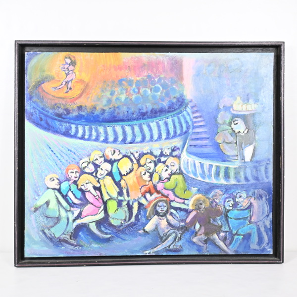 Oidentifierad konstnär, olja på pannå, signerad.