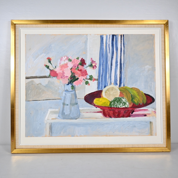 Oidentifierad konstnär, olja på pannå, blomsterstilleben, signerad.