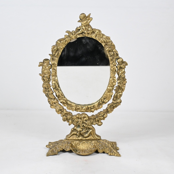 Bordsspegel, mässing och glas, 1900 tal.