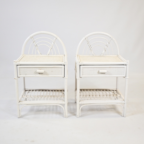 Sängbord, ett par, rotting, 1970/80 tal. 