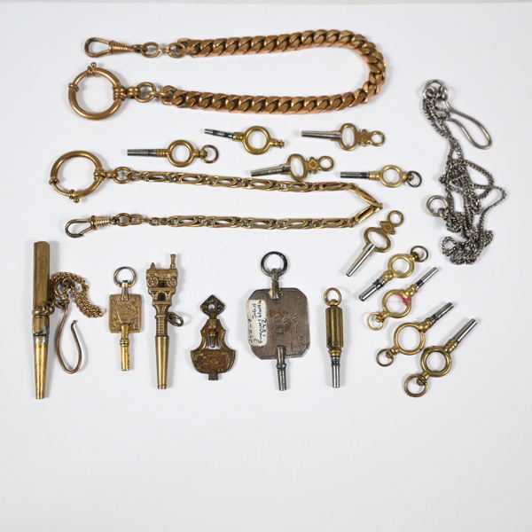 Klockkedjor och klocknycklar, till fickur.