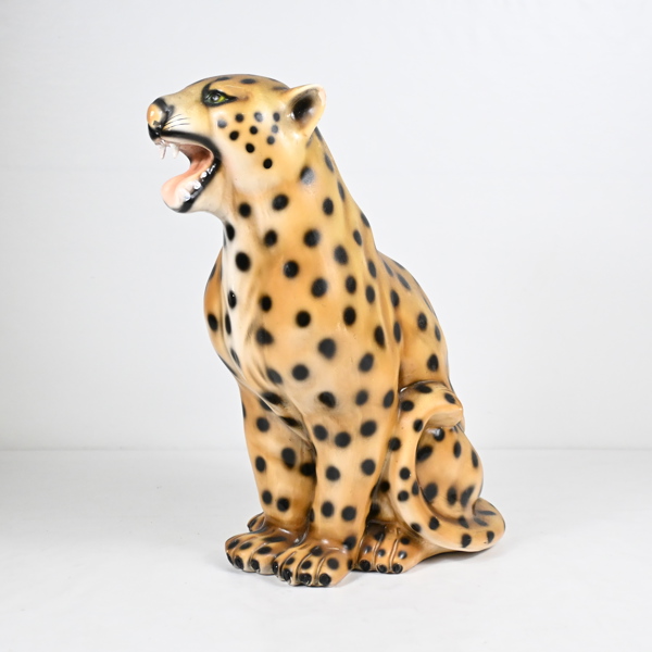 Golvfigurin, leopard, porslin, 1970 tal.