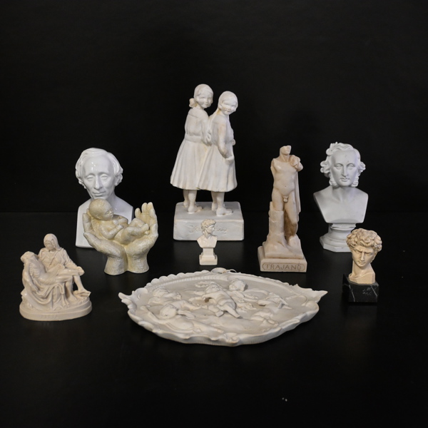 Byster och skulpturer, 9st.