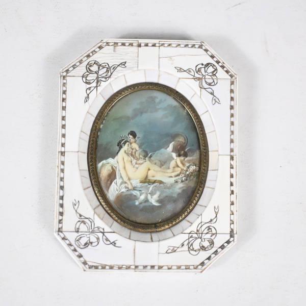 Oidentifierad konstnär, miniatyrporträtt, Gouache, signerad.