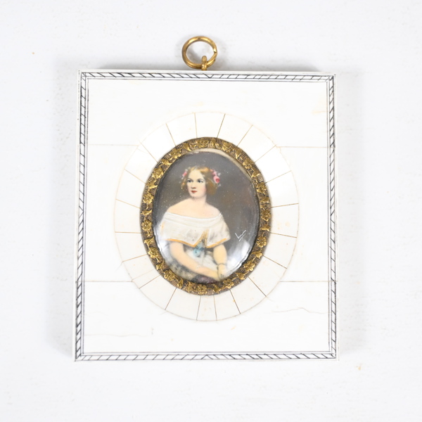 Oidentifierad konstnär, miniatyrporträtt, Gouache, signerade. 