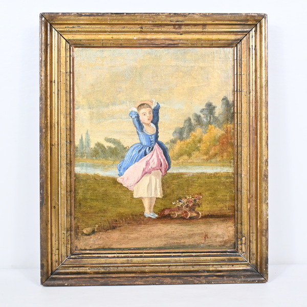 Oidentifierad konstnär, olja på pannå, signerad. 1800-tal eller äldre.