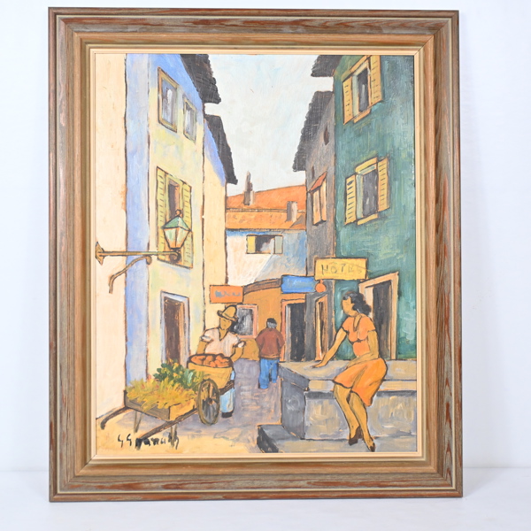 Oidentifierad konstnär, olja på pannå, signerad. 