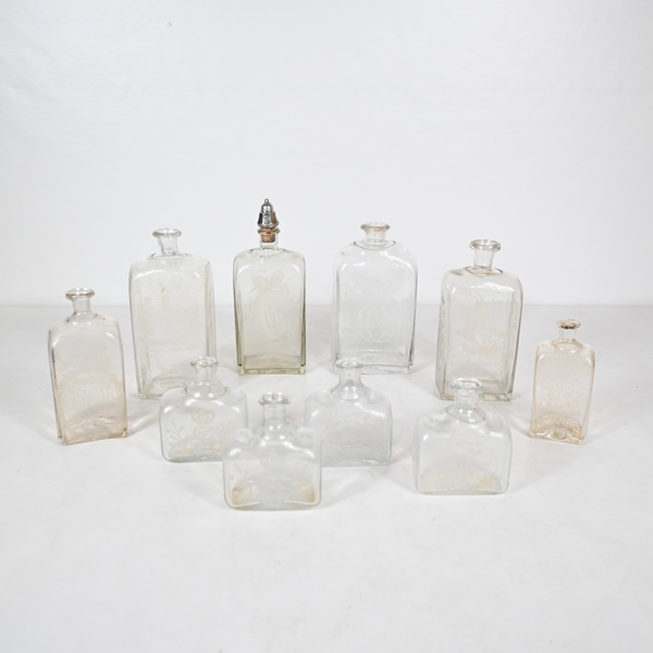 Glasflaskor, 10st, 17/1800 tal. 