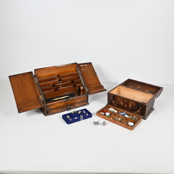 Skrivschatull och skrin, med innehåll, 18-1900 tal. 