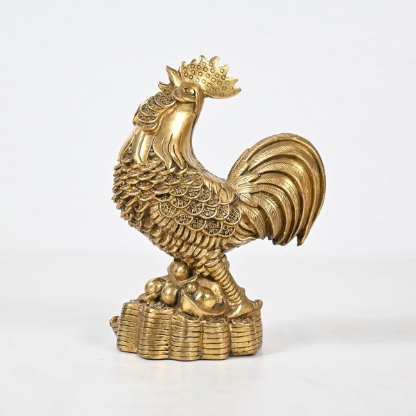 Skulptur i form av tupp, mässing, 1900-tal.