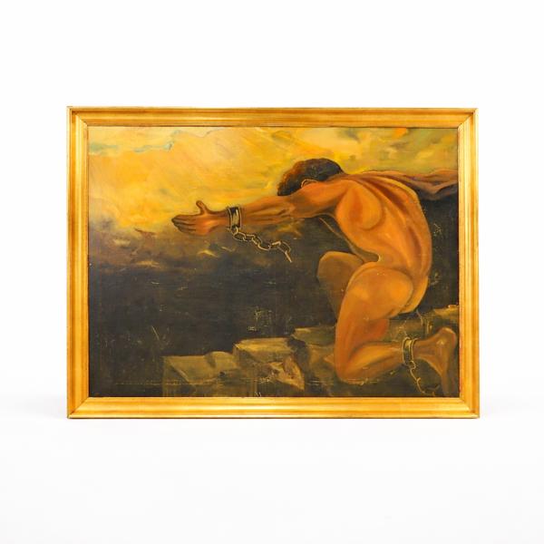 Okänd konstnär, "Asaguden Loke", olja på duk.