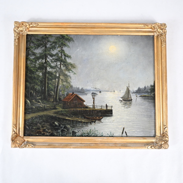 Wilhelm Dahlbom (1855-1928), olja på pannå, signerad.