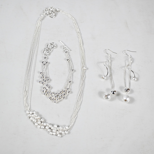 Halsband, armband och örhängen, silver, 925.