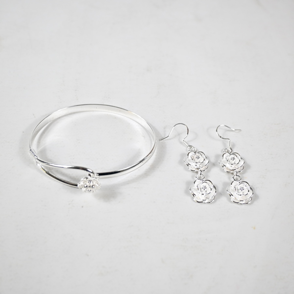 Armring och örhängen, silver, 925.