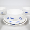 Kaffekoppar med fat, 6+7st, "Blå Blom", Gustavsberg.