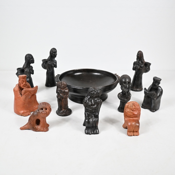 Skulpturer och skål, 11st, Falasha, Israel.