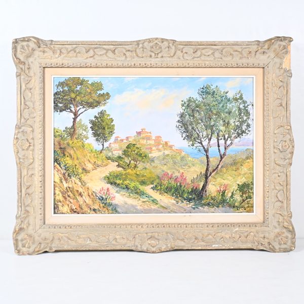 Oidentifierad konstnär, motiv från Nice, olja på duk, signerad.