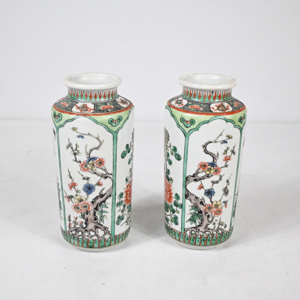Vaser, ett par, porslin Kina, Famille Verte, 1900-tal.