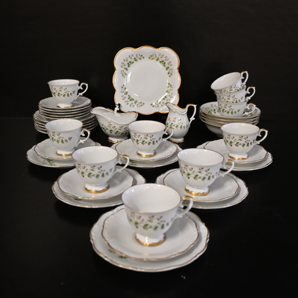 Kaffeservis, 38 delar, "Linnea Borealis", porslin, Hackefors.