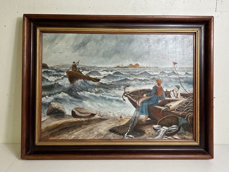 Olja på pannå signerad S Eriksén  