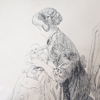 Carl Larsson, etsning, "Suzanne och Gunlög", signerad i plåten.