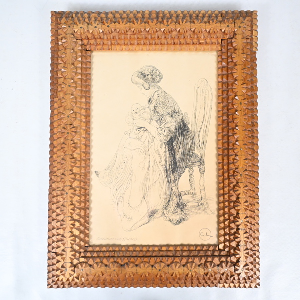 Carl Larsson, etsning, "Suzanne och Gunlög", signerad i plåten. 