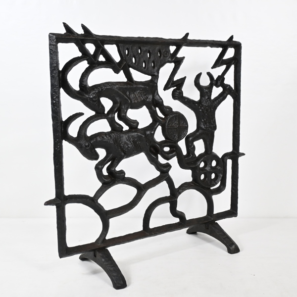 Olle Hermansson, brasgaller, Husqvarna, gjutjärn, signerad.